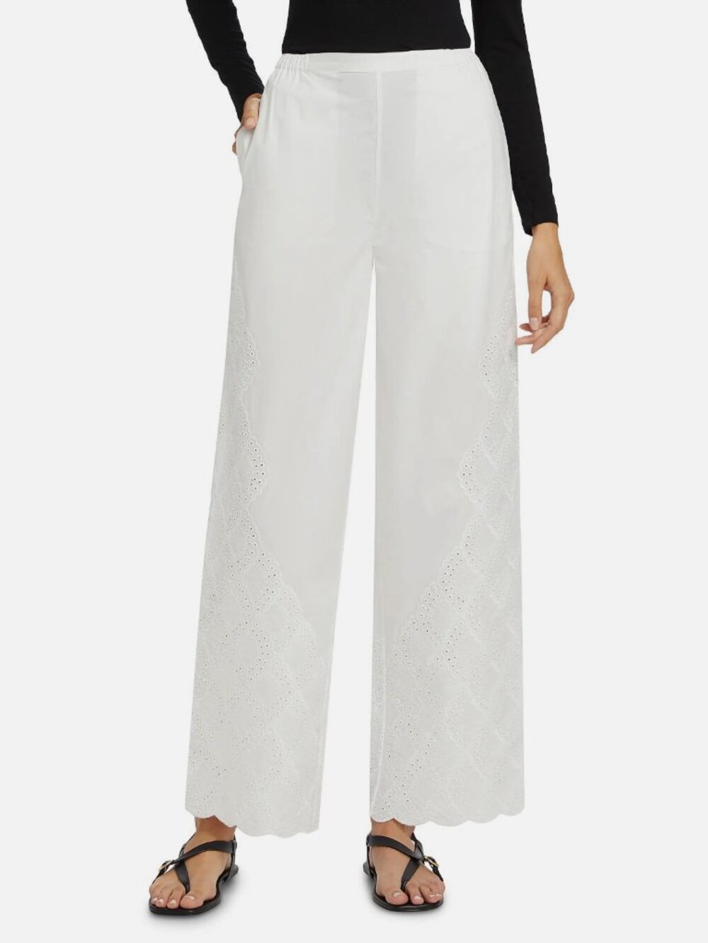 Loulou Studio Women's White Dulche Eyelet Trousers Pants Size L